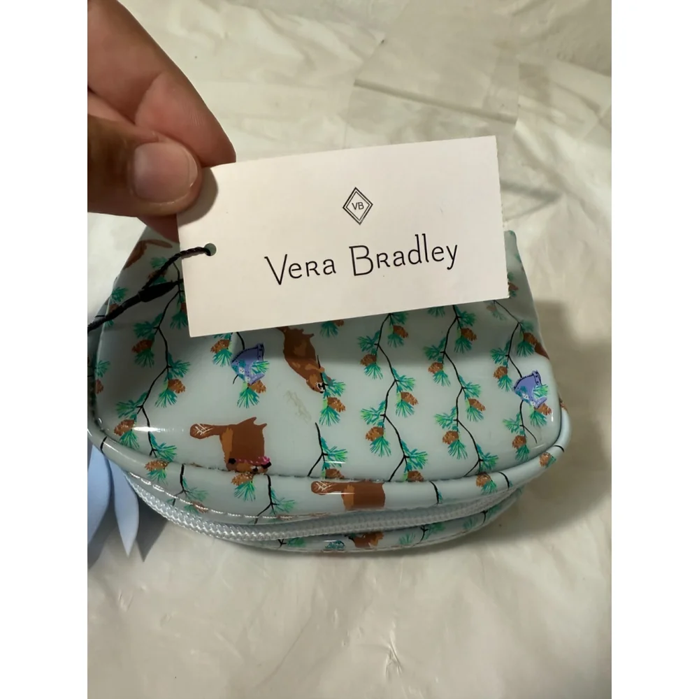 Vera Bradley Mini Dome Cosmetic Bag Merry Mischief Forest animals Pine Cones NWT